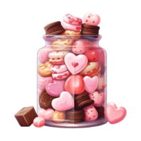 AI generated Jar Filled with Pink and Brown Candies. AI Generated Image png