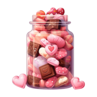 AI generated Jar Filled with Pink and Brown Candies. AI Generated Image png