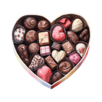 ai generato cuore sagomato scatola pieno con cioccolatini. ai generato Immagine png