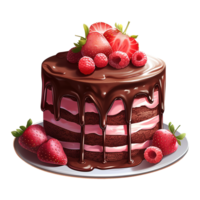 AI generated Chocolate Cake with Strawberries. AI Generated Image png