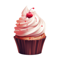 AI generated Cupcake with White Frosting and a Cherry. AI generated image png