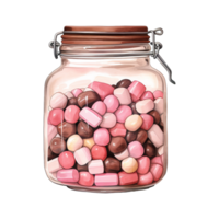 AI generated Jar Filled with Pink and Brown Candies. AI Generated Image png