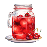 AI generated Two Glasses of Cherry Juice with Ice. AI generated image png