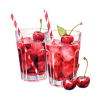 AI generated Two Glasses of Cherry Juice with Ice. AI generated image png