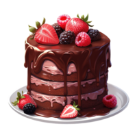 AI generated Chocolate Cake with Strawberries. AI Generated Image png