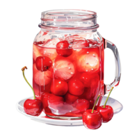 AI generated Two Glasses of Cherry Juice with Ice. AI generated image png