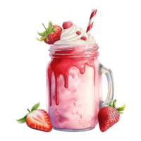 ai gegenereerd aardbei milkshake met geslagen room. ai gegenereerd beeld png