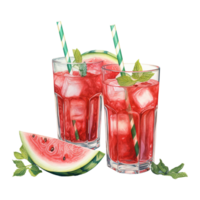 ai generiert Glas von Wassermelone mit Limette und Minze. ai generiert Bild png