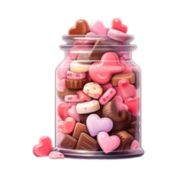 AI generated Jar Filled with Pink and Brown Candies. AI Generated Image png