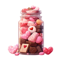 ai generato vaso pieno con rosa e Marrone caramelle. ai generato Immagine png