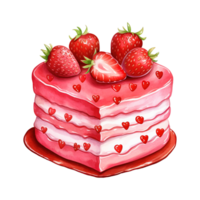 AI generated Delicious Cake Topped with Fresh Strawberries. AI generated image png