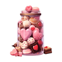 AI generated Jar Filled with Pink and Brown Candies. AI Generated Image png