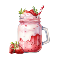 AI generated Strawberry Milkshake with Whipped Cream. AI Generated Image png