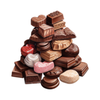 ai gerado coleção do empilhado chocolates. ai gerado imagem png