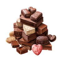 AI generated Collection of Stacked Chocolates. AI generated image png