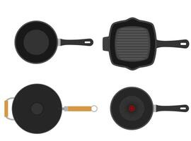 frying pan for fry food on fire stock vector illustration isolated on white background