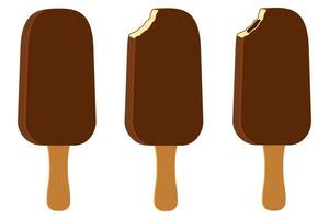 ice cream in chocolate glaze on stick stock vector illustration isolated on white background