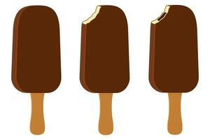 ice cream in chocolate glaze on stick stock vector illustration isolated on white background