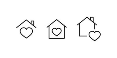 Hospital icon. House and heart shape. Editable stroke. Vector illustration design.