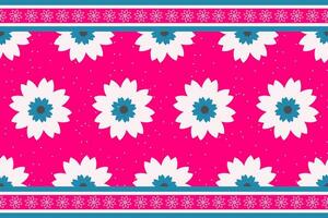 Seamless pattern with white flowers on a pink background. Vector illustration.