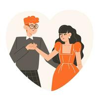 A young couple in love are hugging on Valentine's Day vector