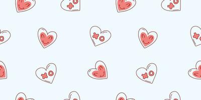 Seamless pattern for Valentine's Day with heart and love elements on a white background. Vector doodle theme set, romance for cards, banners, flyers, invitation, blog, wrapping paper, prints.