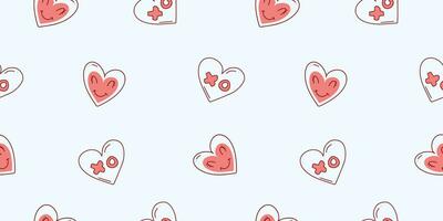 Seamless pattern for Valentine's Day with heart and love elements on a white background. Vector doodle theme set, romance for cards, banners, flyers, invitation, blog, wrapping paper, prints.