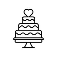 Wedding tart cake icon with heart on it vector