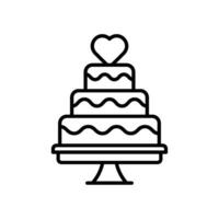 Boda tarta pastel icono con corazón en eso vector