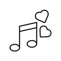 amor canción icono con música notación y corazones vector