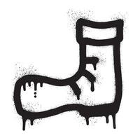 Boot graffiti drawn with black spray paint vector