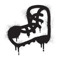 Boot graffiti drawn with black spray paint vector