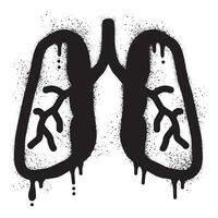 Lung graffiti illustration drawn with black spray paint vector