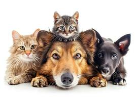 AI generated Friendship of pet cat and dog. Concept of national pet day. photo