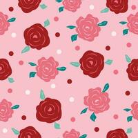 cute pink red roses seamless pattern or background vector illustration