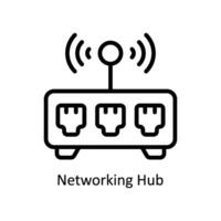 Networking Hub  vector  outline icon style illustration. EPS 10 File