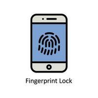Fingerprint Lock   vector Filled outline icon style illustration. EPS 10 File