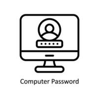 Computer Password vector  outline icon style illustration. EPS 10 File