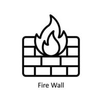 Fire Wall vector  outline icon style illustration. EPS 10 File