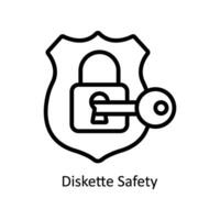 Diskette Safety  vector  outline icon style illustration. EPS 10 File