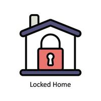 Locked Home vector Filled outline icon style illustration. EPS 10 File