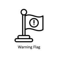 Warning Flag  vector  outline icon style illustration. EPS 10 File