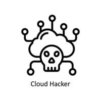 Cloud hacker vector  outline icon style illustration. EPS 10 File