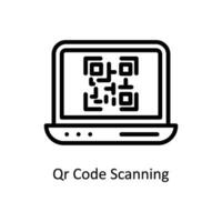 Qr Code Scanning vector  outline icon style illustration. EPS 10 File