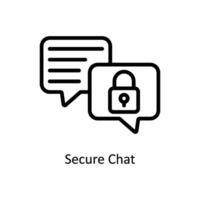 Secure Chat  vector  outline icon style illustration. EPS 10 File