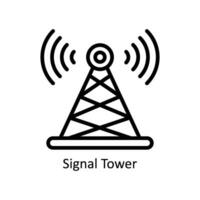 señal torre vector contorno icono estilo ilustración. eps 10 archivo