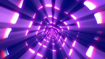 lila Energie Digital Platz Rechteck Tunnel Rahmen gemacht von Linien und Punkte futuristisch magisch glühend hell. abstrakt Hintergrund. Video im hoch Qualität 4k, Bewegung Design