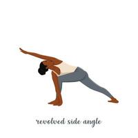 Woman doing standing in the Extended Side Angle Pose or Utthita Parsvakonasana vector