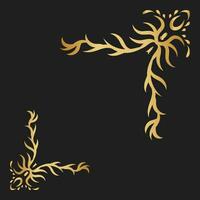 Gold vintage corner and frame vector element. Antique swirl divider pattern luxury ornament. Filigree design calligraphic decoration for frame, greeting card, invitation, menu, certificate.