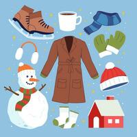 Set of winter elements, Season elements collection. Vector cartoon illustration